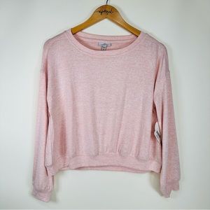 Ivory Ella Knit Oversized Relaxed Fit Long Sleeve Top Pink Size Small
